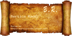 Bertics Radó névjegykártya